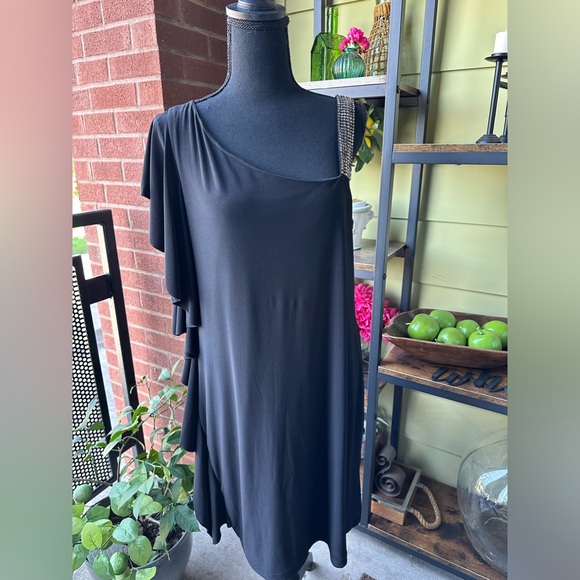 B. Smart Sparkly One-Shoulder Flutter Dress. Size 14 Girls Night Fun! - Picture 3 of 6